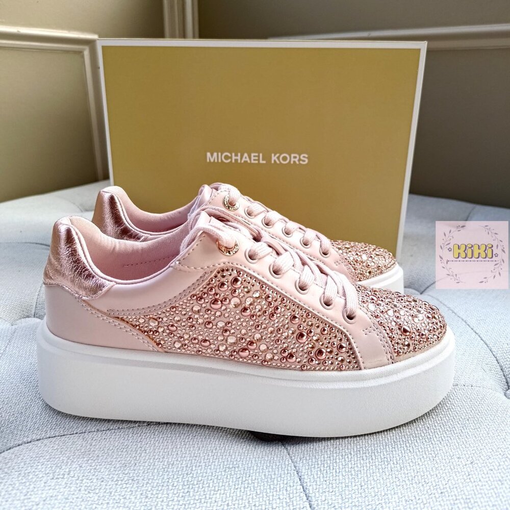 Michael Kors Romey Embellished Platform Sneaker Pink 49F5RMFS1S - Picture 9 of 15